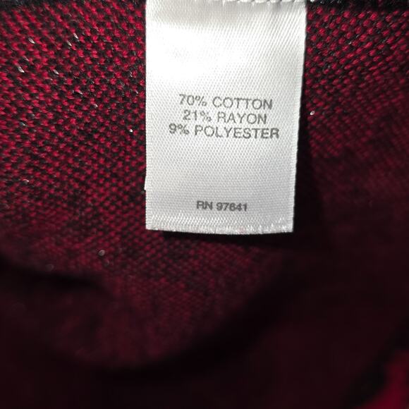 J. Jill Red Black Embellished Sparkle Pullover Sweater Top Womens Large Cotton - Picture 8 of 8